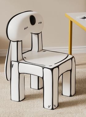 创意狗狗漫画靠背椅子家用入户玄关换鞋凳卡通客厅茶几落地摆件