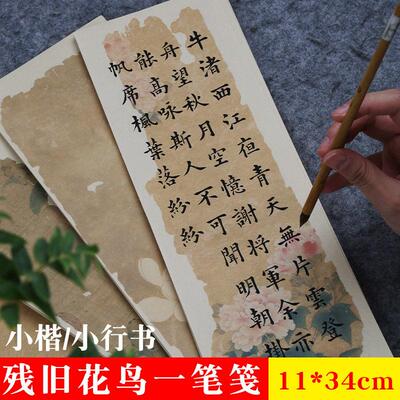 新款微喷小楷书法创作宣纸7-8分熟古风信笺书法纸残片花鸟一笔笺