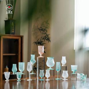 心缘堂琉璃流翠耐热系列高足杯杯子茶具酒杯国潮手工主人杯品茗杯