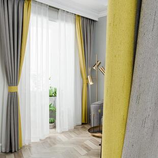 新款棉麻窗帘成品简约现代北欧卧室加厚防风遮阳全遮光窗帘布定制