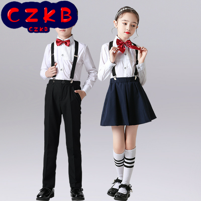 六一儿童演出服幼儿园男童女童春秋背带裤中小学生大合唱团表演服