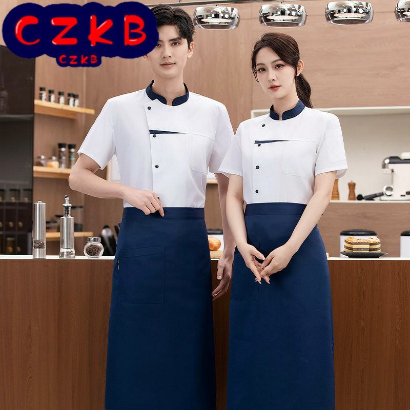 酒店厨师工作服短袖女西餐厅饭店烘焙面点师蛋糕烧烤厨房工衣半袖