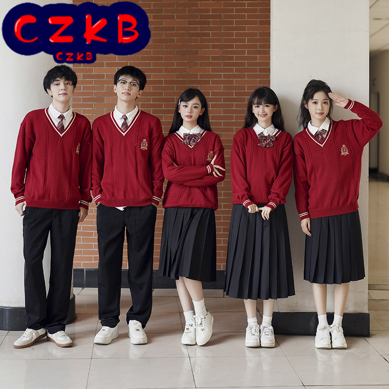 jk红色毛衣学院风秋冬合唱演出服