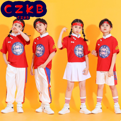 六一儿童啦啦队演出服中国风小学
