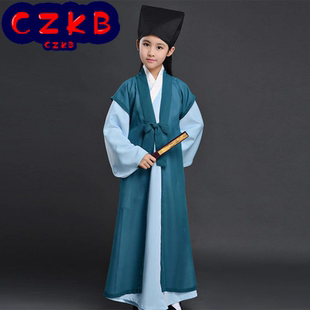 男童汉服儿童古装书生服装宋朝诗人书童女童国学服三字经表演出服