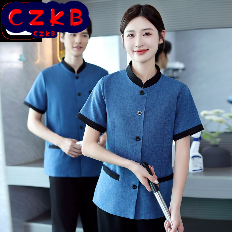 酒店保洁服夏装客房服务员工作服短袖宾馆物业清洁PA阿姨制服