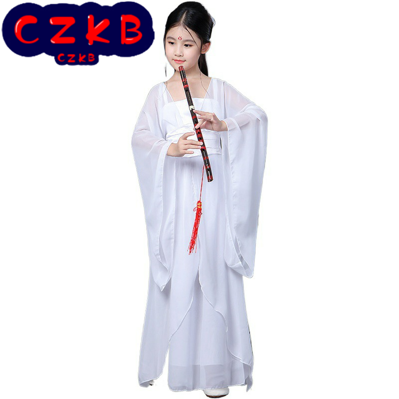 新款汉服古装儿童仙女小龙女白骨