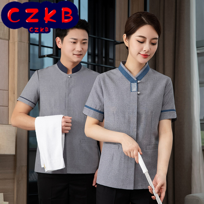 酒店保洁工作服短袖夏装女套装宾馆客房物业楼层保洁员阿姨PA制服