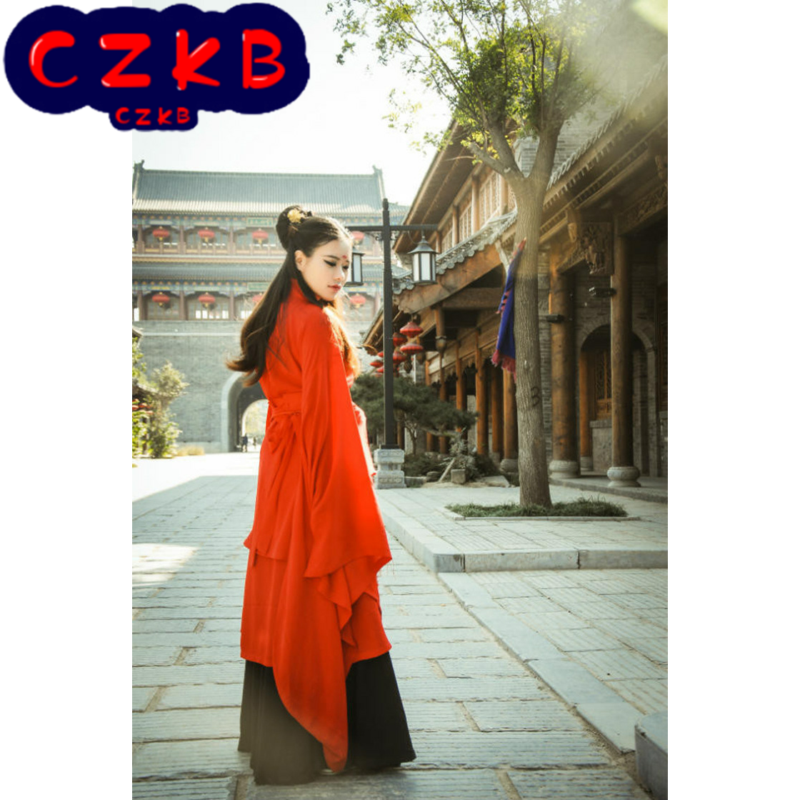 礼仪之邦同款女装汉服古装璇玑双绕曲裾舞台古风舞蹈演出服装红色
