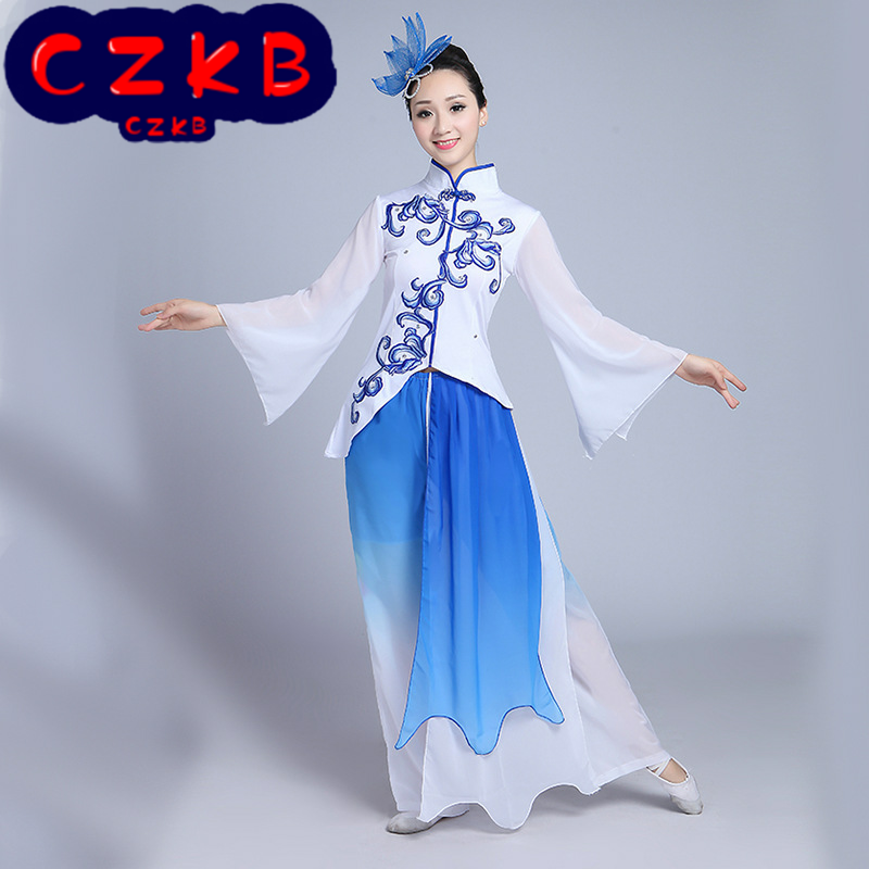 古典舞演出服女民族舞蹈服装扇子