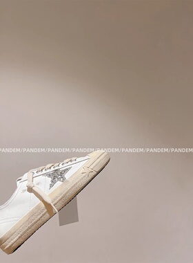 PANDEM/5.8 太好看了吧！星星小脏鞋女做旧韩国厚底半拖小白鞋