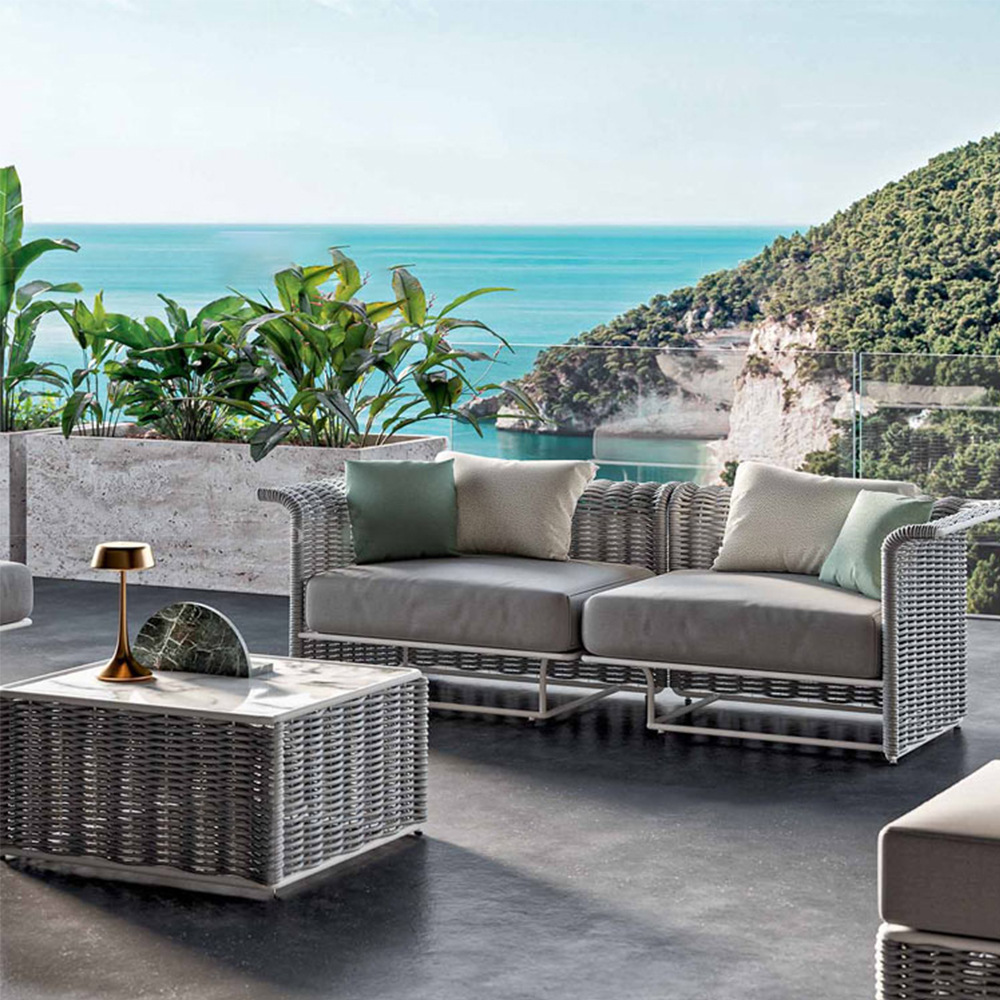 户外桌椅组合庭院室外藤椅三件套露天设计师酒店休闲藤编沙发家具