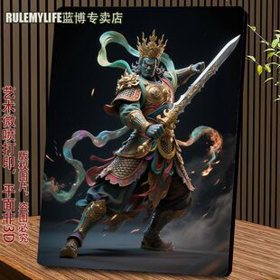 四大天王保佑镇宅风调雨顺书房办公室桌面玄关高级方形摆件装饰品