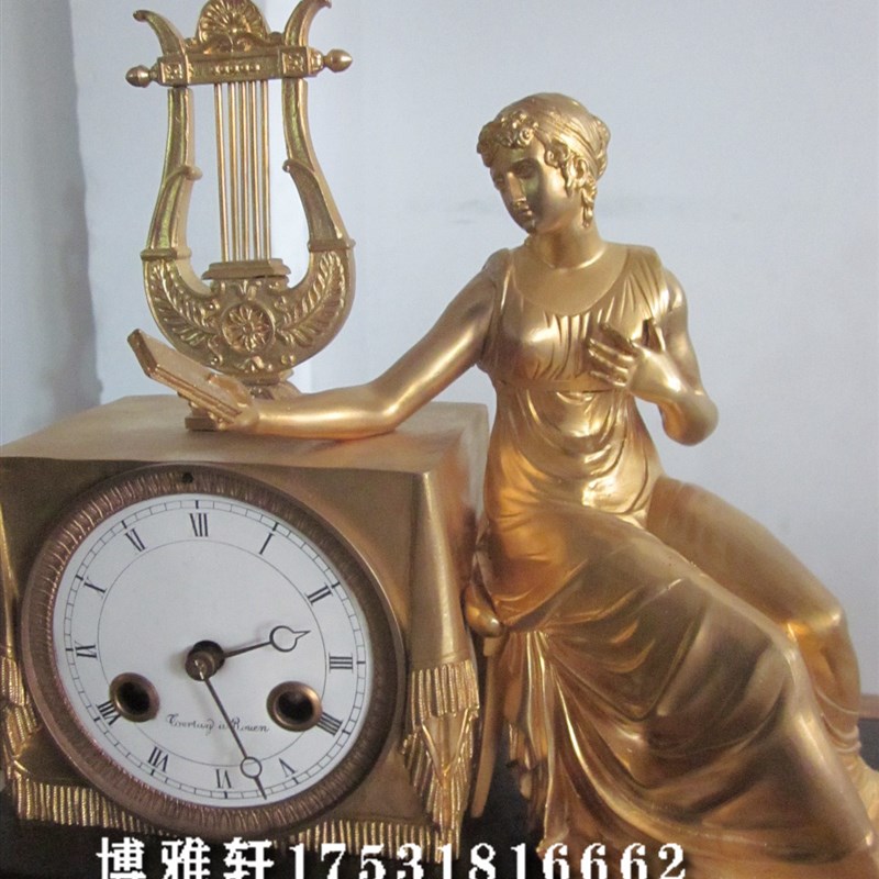 钟表纯铜欧式古典机械座钟仿古董西洋铜铸雕塑家居客厅摆件别墅钟