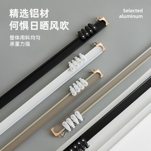 侧装 加厚静音窗帘轨道铝合金弯轨飘窗窗帘杆弯曲滑轮滑道顶装 双轨