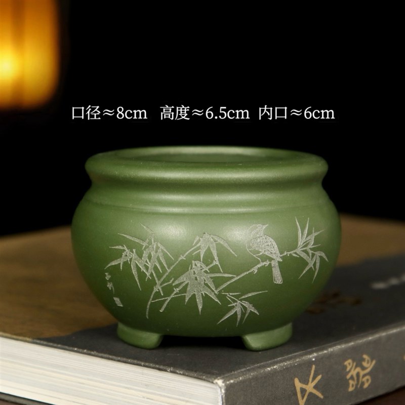 精品绿泥紫砂花盆小多肉菖蒲盆景盆微型圆鼓盆桌面绿植盆栽盆特价