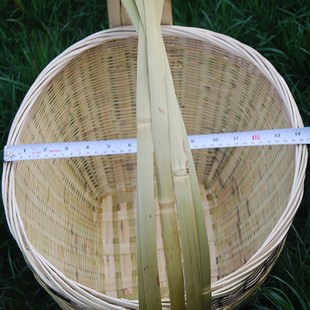 水果蔬菜圆形手提菜篮竹筐鸡蛋竹编篮家用竹圆筐 手工编织竹篮子装