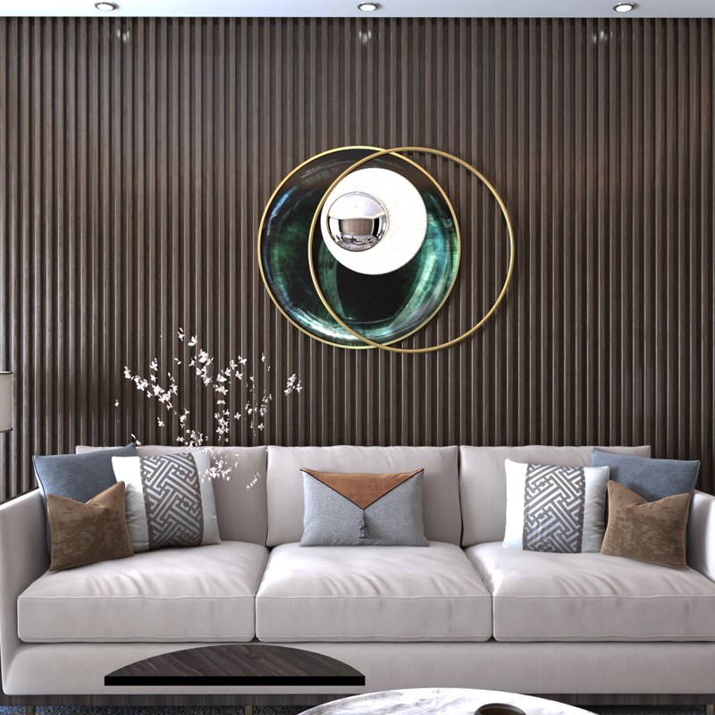 墙壁挂饰酒店客厅装饰样板房实物圆形装饰画玄关过道轻奢创意壁饰图片