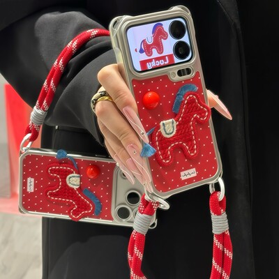 新年波点刺绣小马新款马年适用苹果17Pro手机壳iPhone16max小米15华为mate80pura70k90opporeno14荣耀400x100