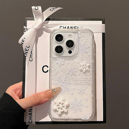 冬日雪花流沙贴件新款适用苹果17Pro手机壳iPhone16max小米15华为mate80pura70k60opporeno14荣耀300x200s20