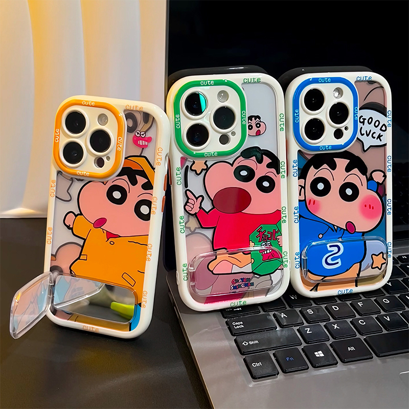 情侣蜡笔小新支架新款适用苹果16Pro手机壳iPhone14max小米15华为mate70pura80nova13k60荣耀90x200reno12s30
