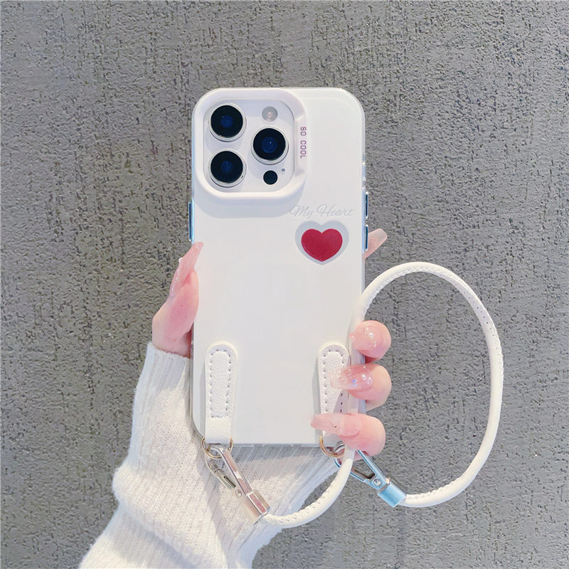 简约红色爱心英文新款适用苹果16pro手机壳iPhone15max小米14华为mate70pura80k60荣耀100x200reno13一加ace5