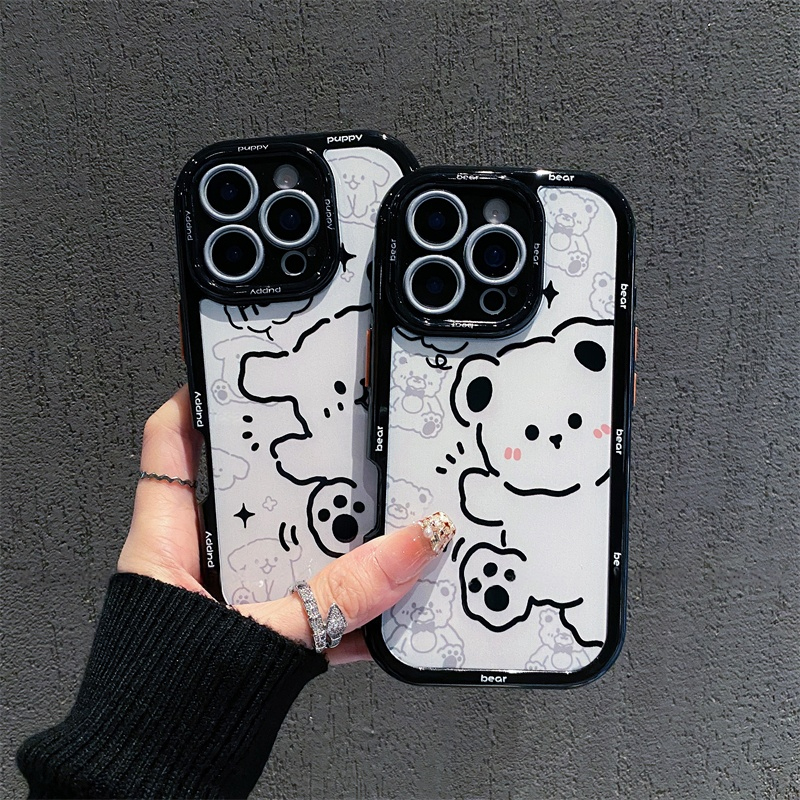 情侣踢腿小狗小熊新款适用苹果16Pro手机壳iPhone15max小米14华为mate50nova13pura70K60荣耀x100opporeno12