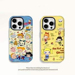 蓝色原田治奈良美智新款适用苹果16Pro手机壳iPhone15max小米14华为mate60P70k80opppoReno12nova13荣耀x200