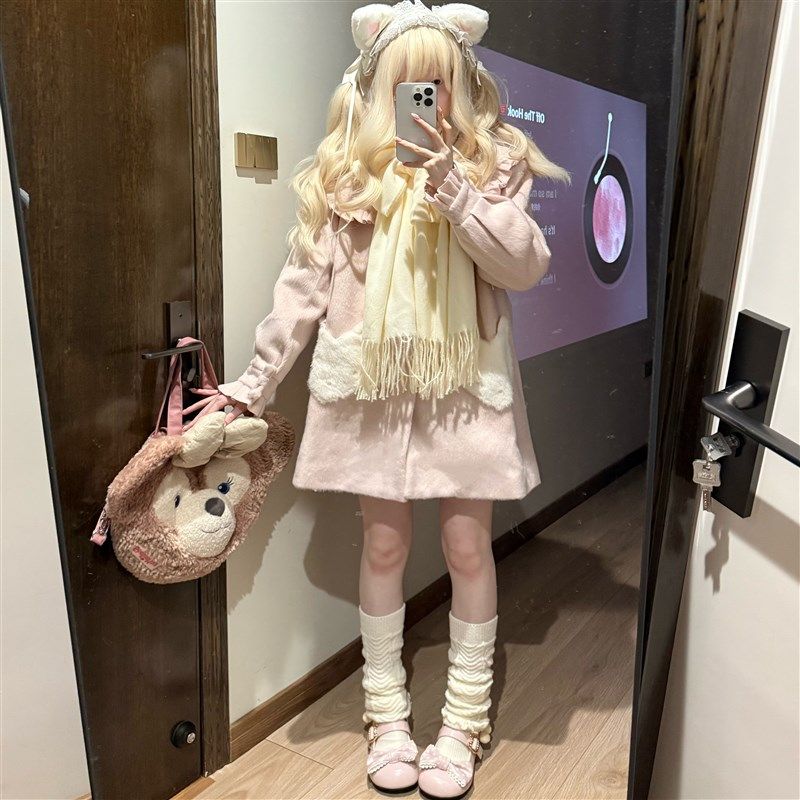 现货*糯糯兔宽松版毛呢大衣围巾两件套秋冬保暖防风,模玩/动漫/周边/娃圈三坑/桌游,lolita洛丽塔/软妹装/洋装,淘宝优惠券,粉丝福利购,淘宝优惠卷