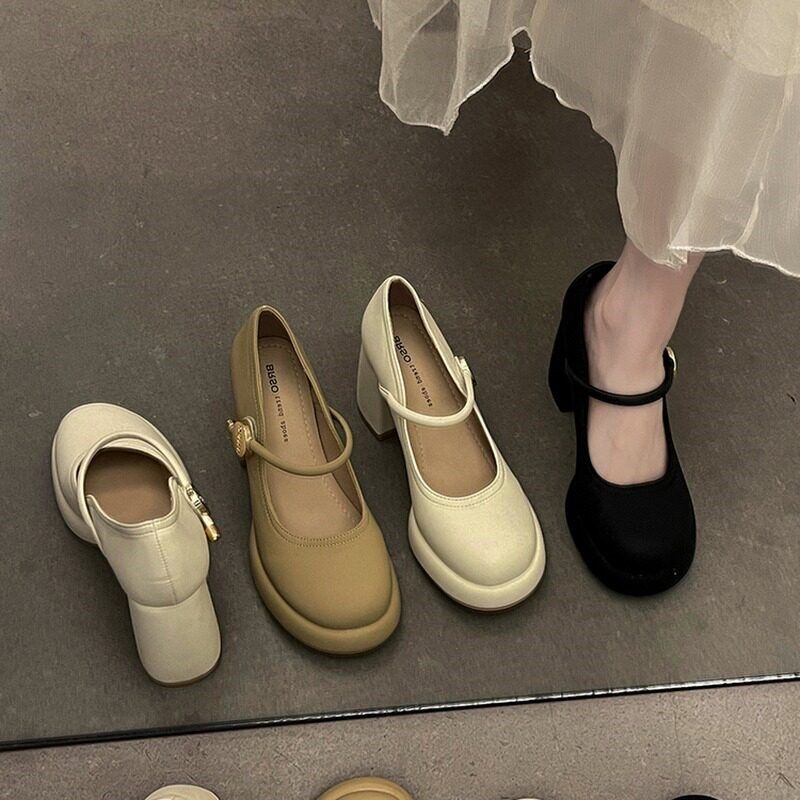 大码女鞋41一43胖脚宽肥玛丽珍高跟鞋女粗跟不累脚浅口防水台单鞋,女鞋,玛丽珍鞋,淘宝优惠券,粉丝福利购,淘宝优惠卷