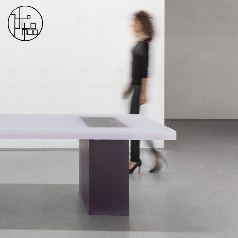 磨砂亚克力茶桌椅悬浮餐桌长条桌办公室泡茶桌民宿茶台大板会议桌