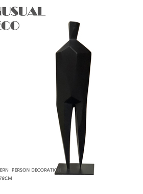 现代简约黑色抽象人雕塑摆件样板房售楼处大堂客厅软装饰品摆设