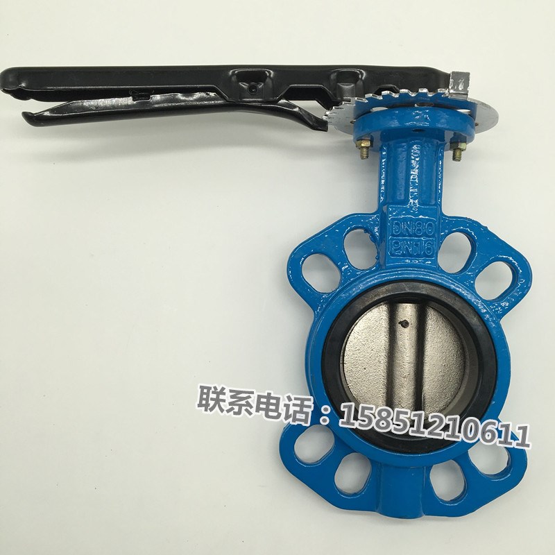 D71X-16铸铁手动对夹式蝶阀手柄蝶阀对夹蝶阀DN50 65 80 100 125