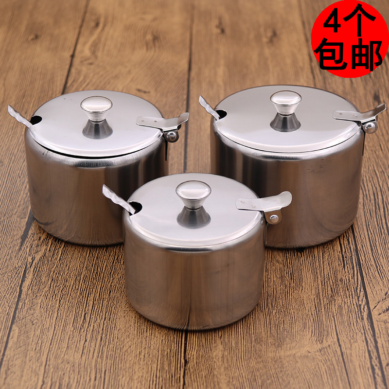 不锈钢带盖糖盅 调料盐盅 调料瓶调味盒味精胡椒罐辣椒油罐送勺子