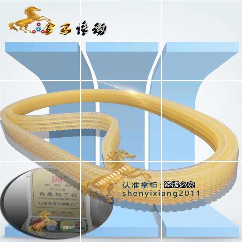 莱微牌SG30I型号食品加工机皮带SG301环槽竖条槽传动带3条齿宽6mm