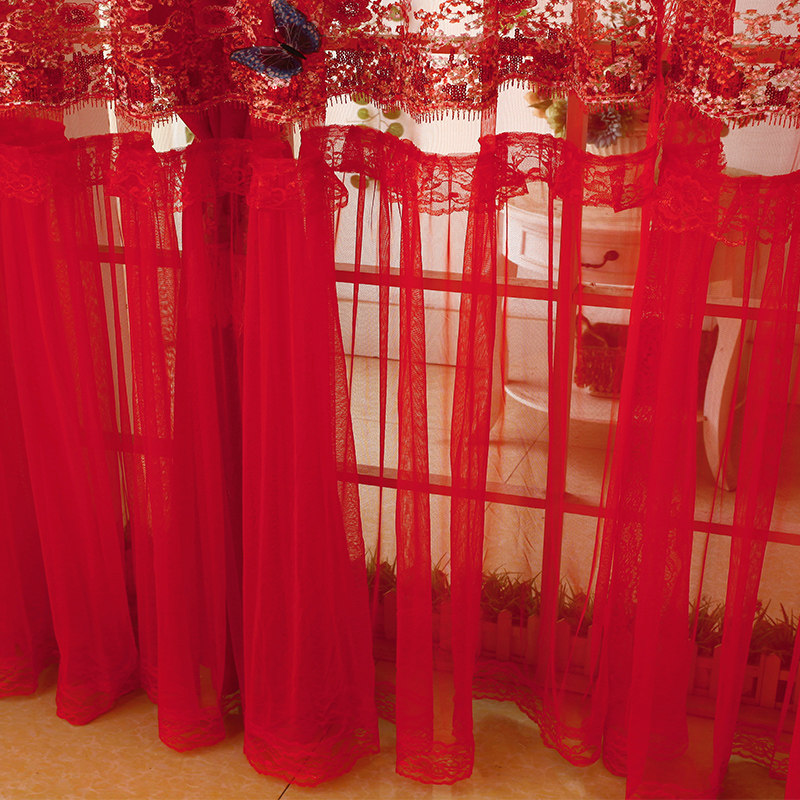 温馨公主风纯色大红色喜庆遮光窗帘卧室客厅结婚婚房窗帘成品