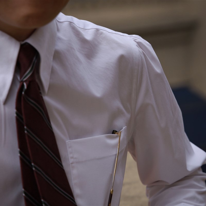 经典男士 高定工艺 意式大尖领暗扣瀑布袖 手工鹰爪扣 白色男衬衫