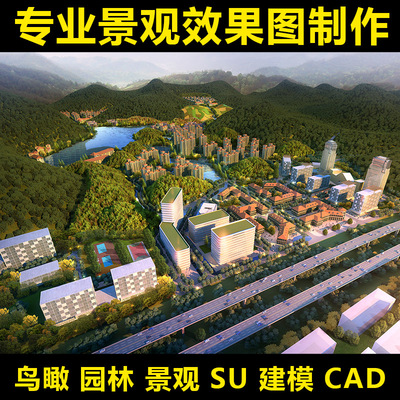 景观设计园林庭院别墅花园方案规划建筑室外效果图制作鸟瞰图代做
