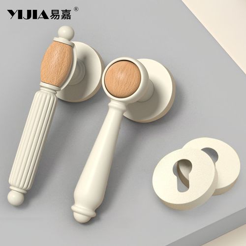 抚月法式奶油风卧室室内门锁卫生间办公室实木门锁把手磁吸锁