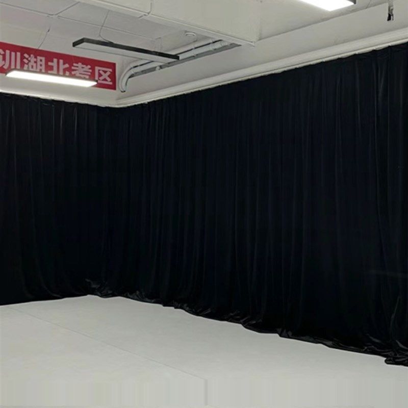 黑色阻燃防火全遮光黑布丝绒布料舞摄影舞台背景幕布防尘活动布料