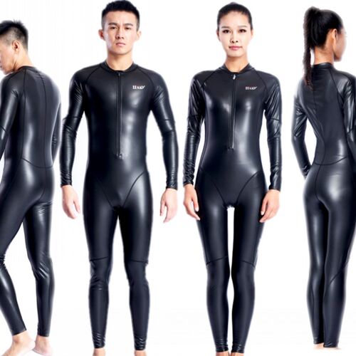 新款PU绒防水防寒保暖游泳w衣女全身连体泳衣加厚冬泳专业训练服