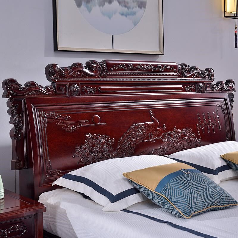 花梨木床全实木1.8米主卧中式明清古典家具菠萝格木红木床双人床