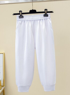 2025新款夏季灰色七分裤女薄款运动休闲小个子大码7分松紧腰