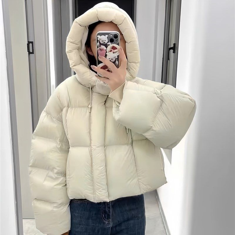 肯豆风短款连帽羽绒棉袄女冬厚2025年流行爆款小个子时尚洋气棉服