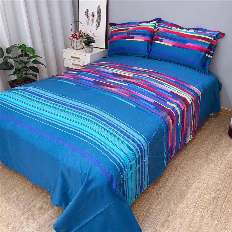 炫彩霓虹高支棉斜纹四件套双人床单被套枕套全棉床上用品单件