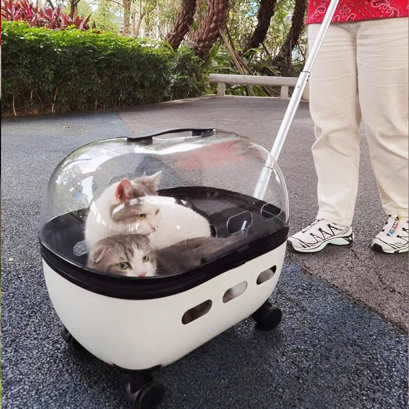 宠物行李箱透明拉杆箱猫包外出便携狗狗太空舱猫咪小推车遛猫箱