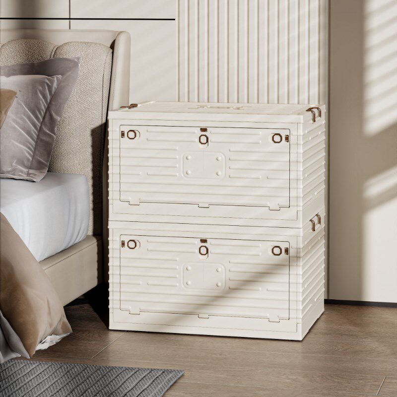 收纳箱带滑轮宿舍整理箱可折叠储物箱子三开门侧开门可堆叠大容量