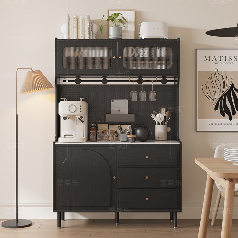 餐边柜深50cm高柜一体靠墙现代简约实木收纳柜储物柜岩板置物柜子