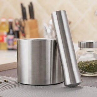 不锈钢捣碎器家用研磨手动石臼擂钵捣蒜罐捣药蒜臼子研钵蒜泥器