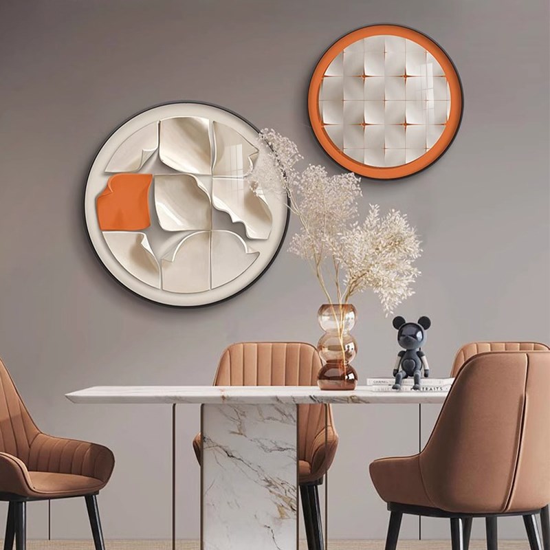 意式极简卧室床头装饰画抽象背景墙奶油风高级感挂画圆形几何壁画图片